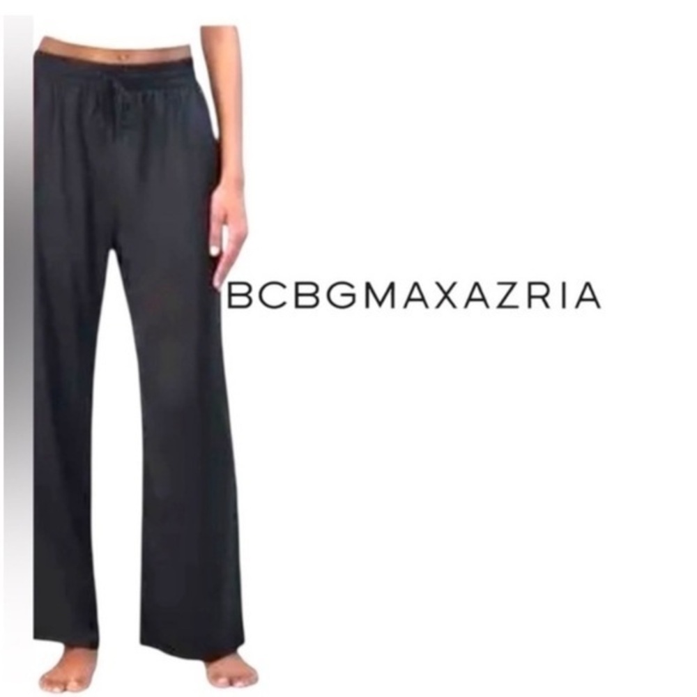 BCBGMaxAzria Elegant Satiny Lounge Black pant size large
